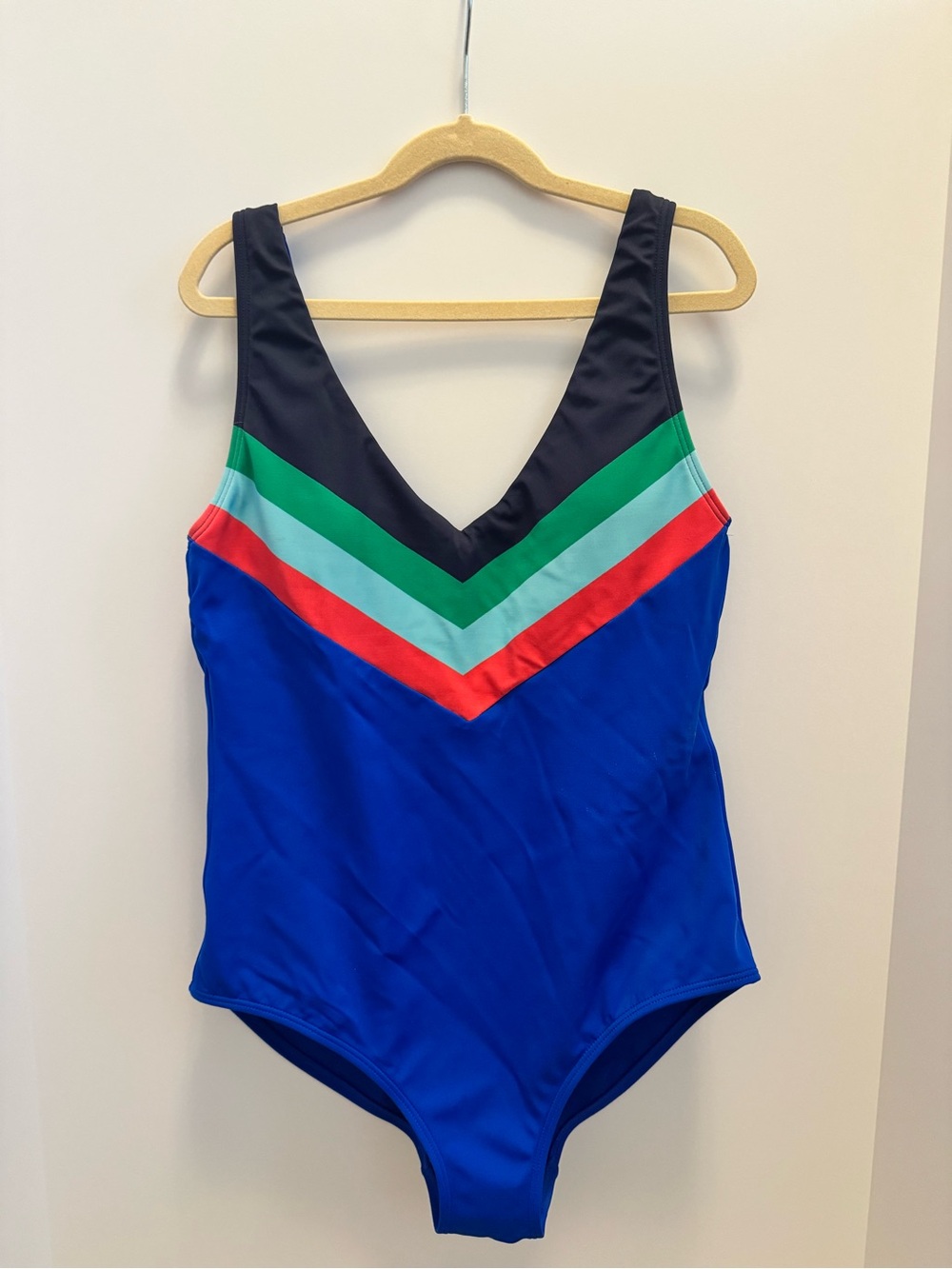 Women’s size 8 Boden - Blue One-Piece Swimsuit with Color-Block Chevron